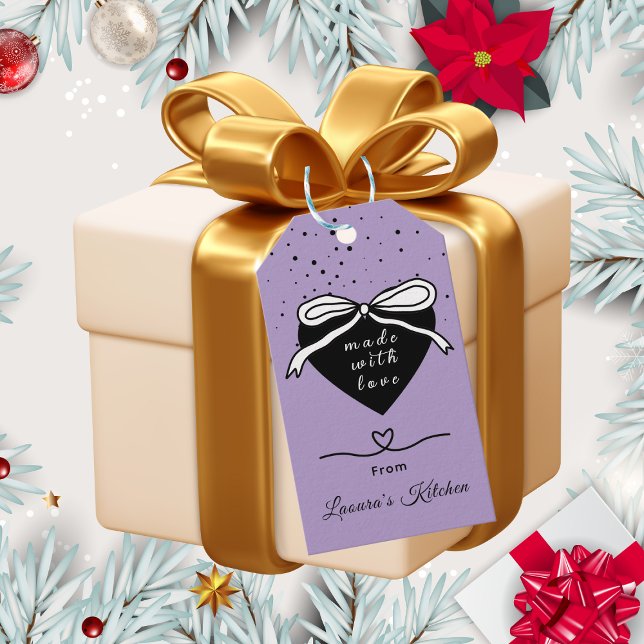 Svart hjärta & Båge Bakat med kärlek Bageri Presentetikett (Skapare uppladdad)