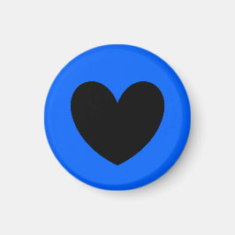 Svart hjärta i blått magnet