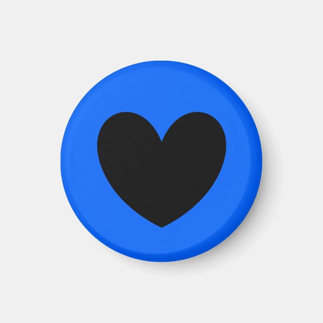 Svart hjärta i blått magnet (Framsidan)