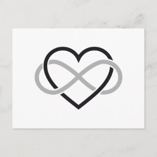Svart hjärta med oändliga tecken vykort