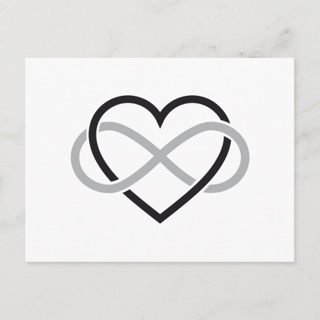 Svart hjärta med oändliga tecken vykort (Framsida)