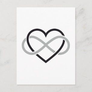 Svart hjärta med oändliga tecken vykort