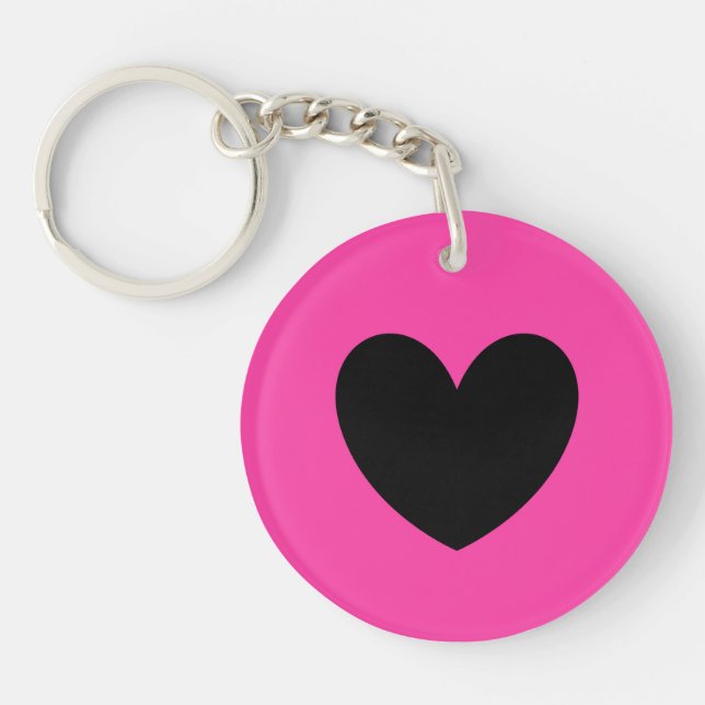 Svart hjärta på fuchsisk rosa (Framsidan)