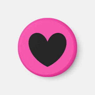 Svart hjärta på fuchsisk rosa magnet