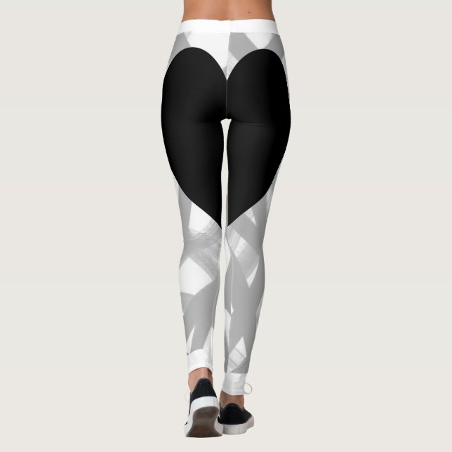 Svart Hjärta Tillbaka Leggings (Baksida)