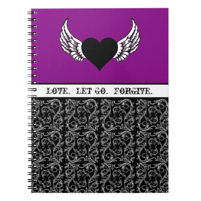 Svart hjärta, vitvingar anteckningsbok (Framsidan)