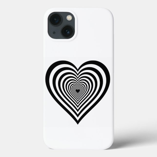 Svart Hjärtat Optisk Illusion iPhone Fodral (Baksida)