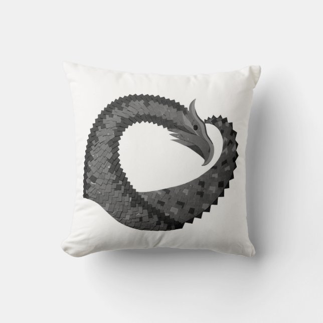 Svart hjärtdrake på vitt kudde (Framsida)