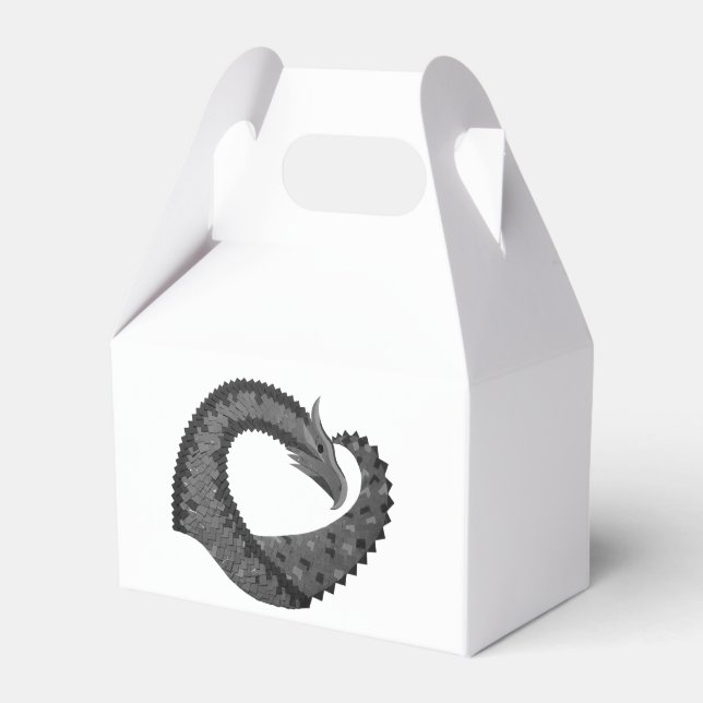 Svart hjärtdrake på vitt presentaskar (Framsidan Sidan)
