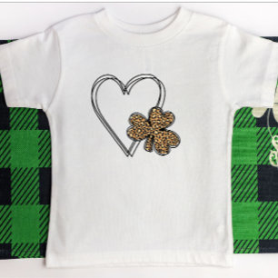 Svart hjärtleopard klöver schysch t shirt