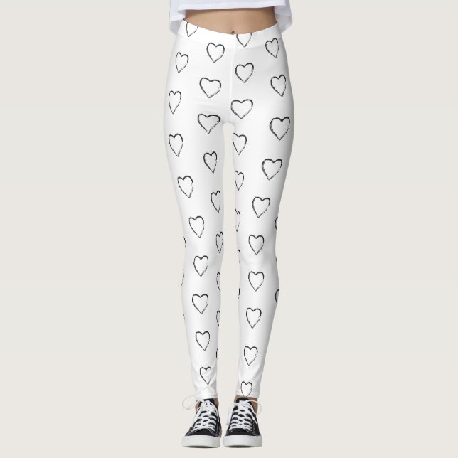 Svart hjärtrytm trendig hipster leggings (Framsida)