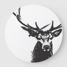 Svart hjort-väggklocka stor klocka