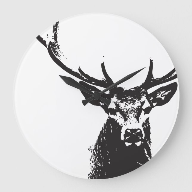 Svart hjort-väggklocka stor klocka (Framsida)