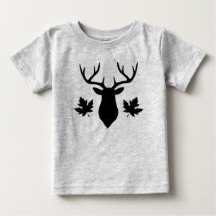 Svart hjorthane Siluett Lönnlöv T Shirt