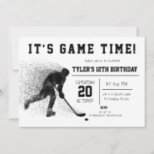 Svart Hockey Birthday-inbjudan