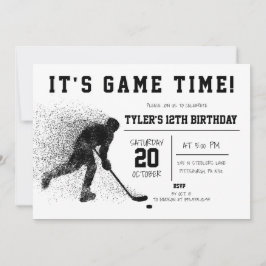Svart Hockey Birthday-inbjudan Inbjudningar
