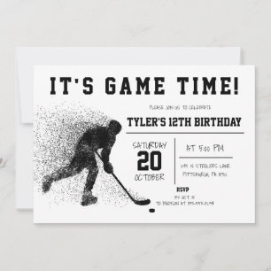 Svart Hockey Birthday-inbjudan Inbjudningar
