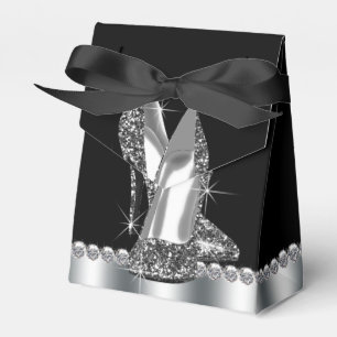 Svart Högt Klack Glitter Högt Klack Skor Presentaskar