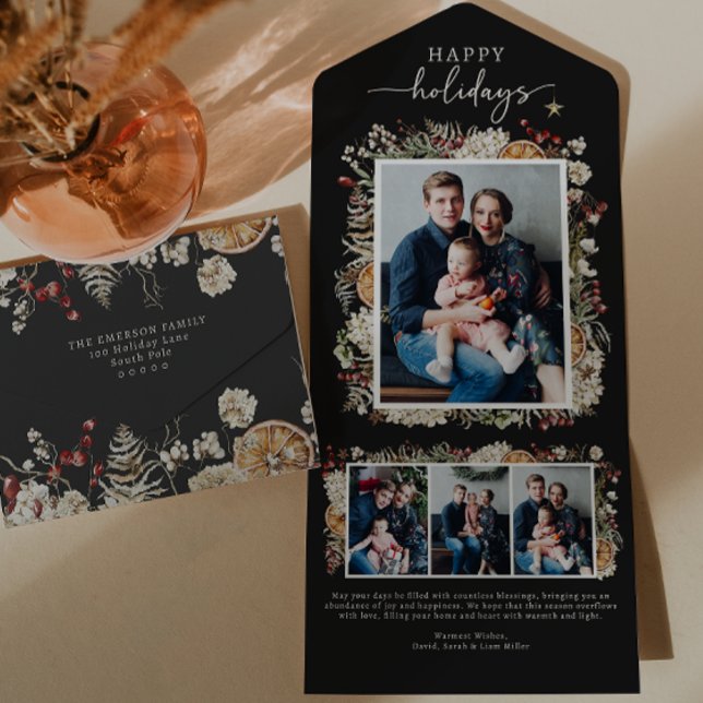 Svart Holiday Card i tre delar (Black Trifold Christmas Card
)