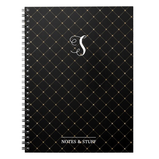 Svart honeycomb-bidesign i Cute Monogram Anteckningsbok (Framsidan)