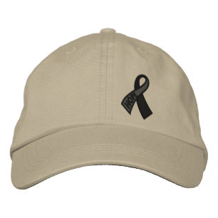 Svart Hope Cancer Ribbon Awareness Broderad Keps