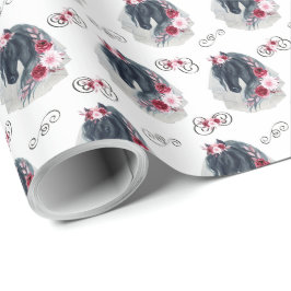 Svart Horse Bröllop Wrapping Papper Presentpapper