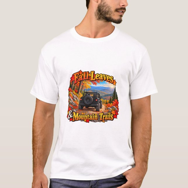 Svart Höstblad & Bergstigar T-Shirt (Framsida)