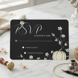 Svart Höstpumpa Bröllop RSVP OSA Kort