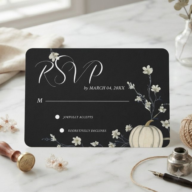Svart Höstpumpa Bröllop RSVP OSA Kort (Skapare uppladdad)