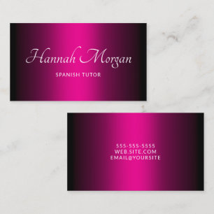 Svart Hot Pink Ombre Elegant Skrift Visitkort