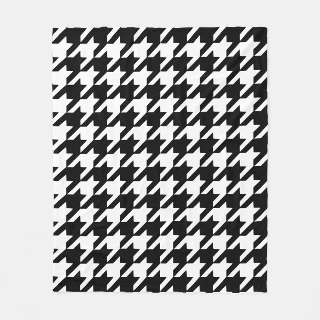 Svart houndstooth Blanket Fleecefilt (Framsidan)
