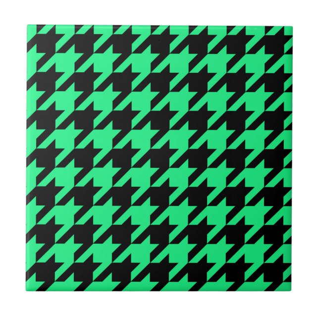 Svart houndstooth-kontroll för grönt kakelplatta (Framsidan)