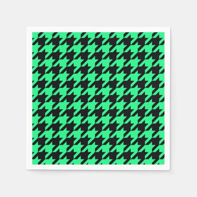 Svart houndstooth-kontroll för grönt pappersservett (Framsidan)