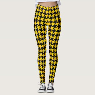 Svart houndstooth-kontroll för gult leggings
