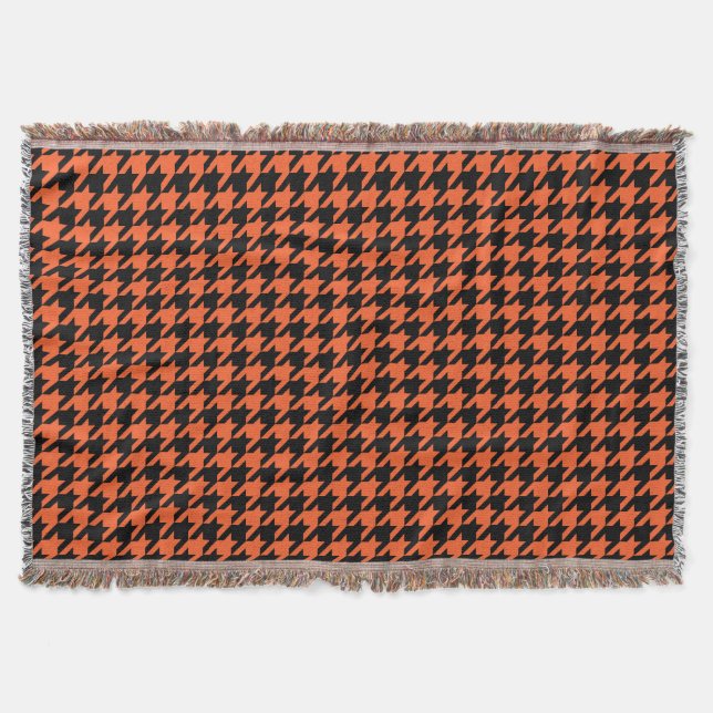 Svart houndstooth-kontroll för orange filt (Framsidan)