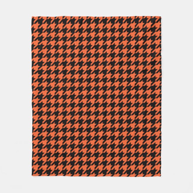 Svart houndstooth-kontroll för orange fleecefilt (Framsidan)