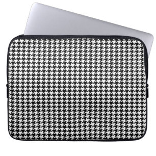 Svart Houndstooth Laptop Fodral