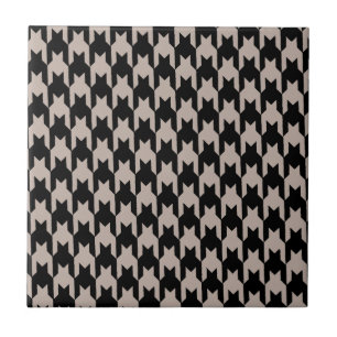 Svart houndstooth mönster och krämbricka kakelplatta