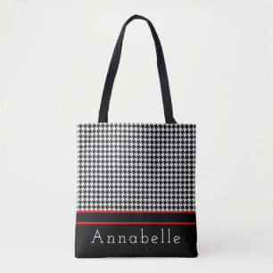 Svart Houndstooth-stift Anpassa Tygkasse