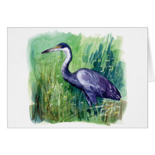 svart hövdad heron hälsningskort
