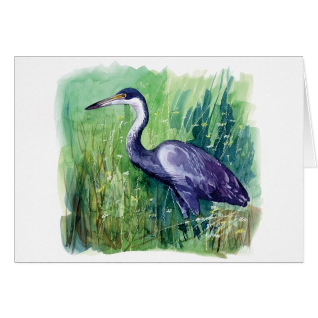 svart hövdad heron hälsningskort (Framsidan Horizontal)