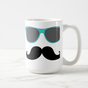 Svart humor för mustasch- och Aquablåttsolglasögon Kaffemugg