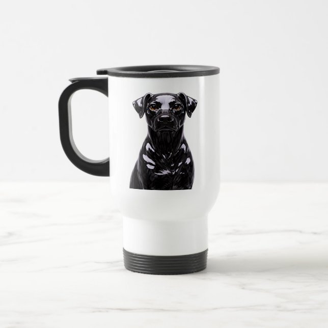 Svart hund ansiktsillustration resemugg (Vänster)