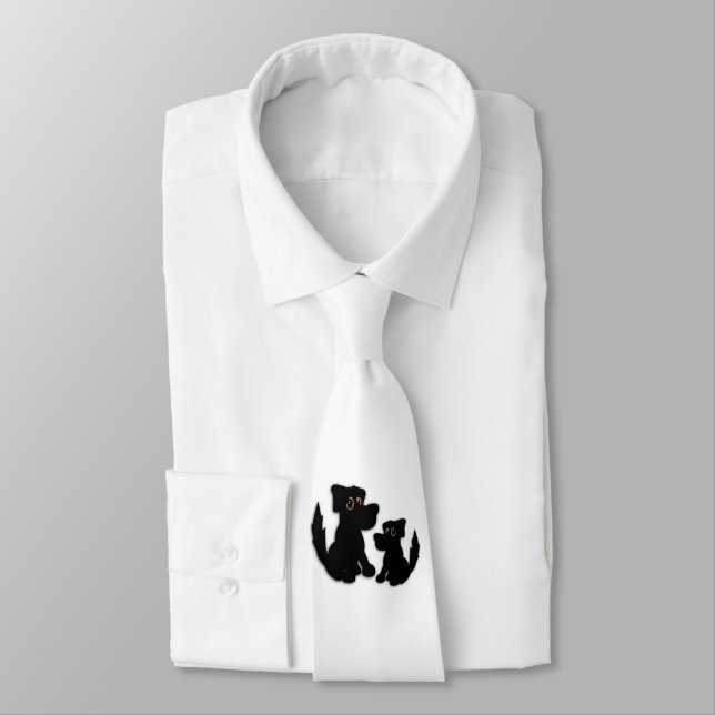 Svart Hund Familj Slips (Bunden)