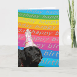 Svart Hund, färgat Grattis på födelsedagen-textkor Kort