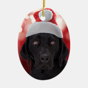 Svart hund för Labrador Retriever Julgransprydnad Keramik