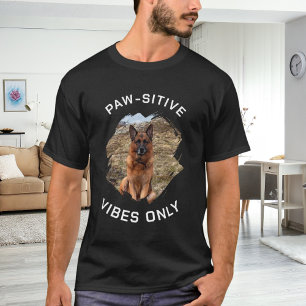 Svart hund foto med positiv energi t shirt