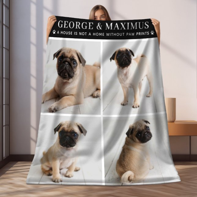 Svart Hund Foto Tassavtryck Citatfilt Fleecefilt (Skapare uppladdad)