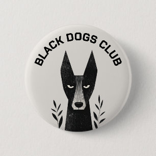 Svart Hund Illustration Knapp