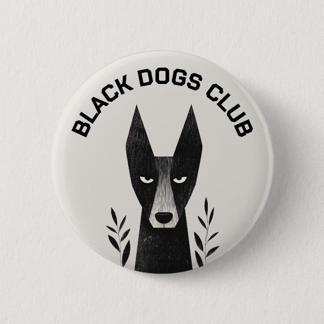 Svart Hund Illustration Knapp (Framsida)